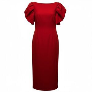 NWT - Elagia Red Puff Sleeve Midi Dress